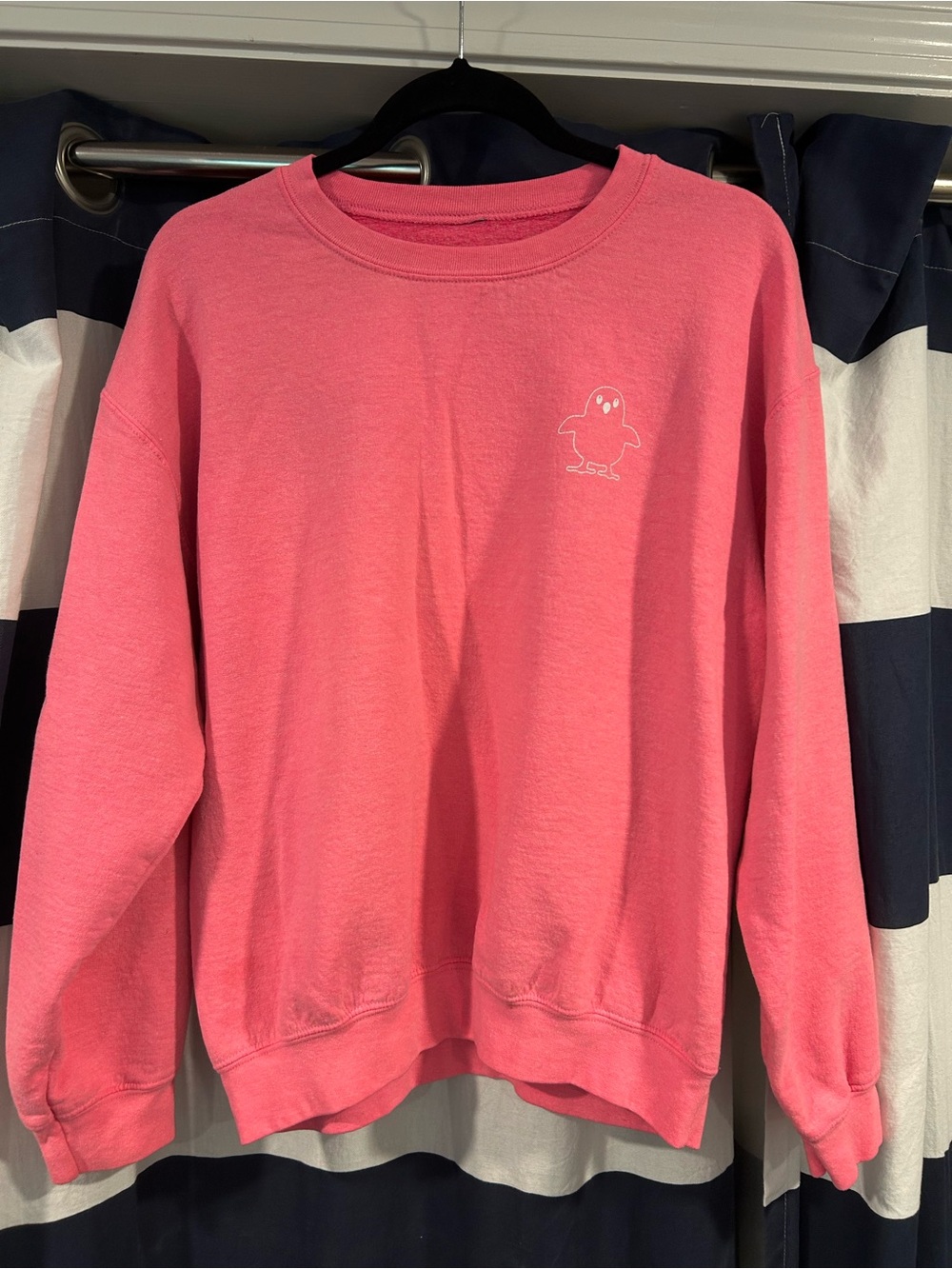 Cozy Pink Crewneck Sweatshirt with Mini Ghost Graphic